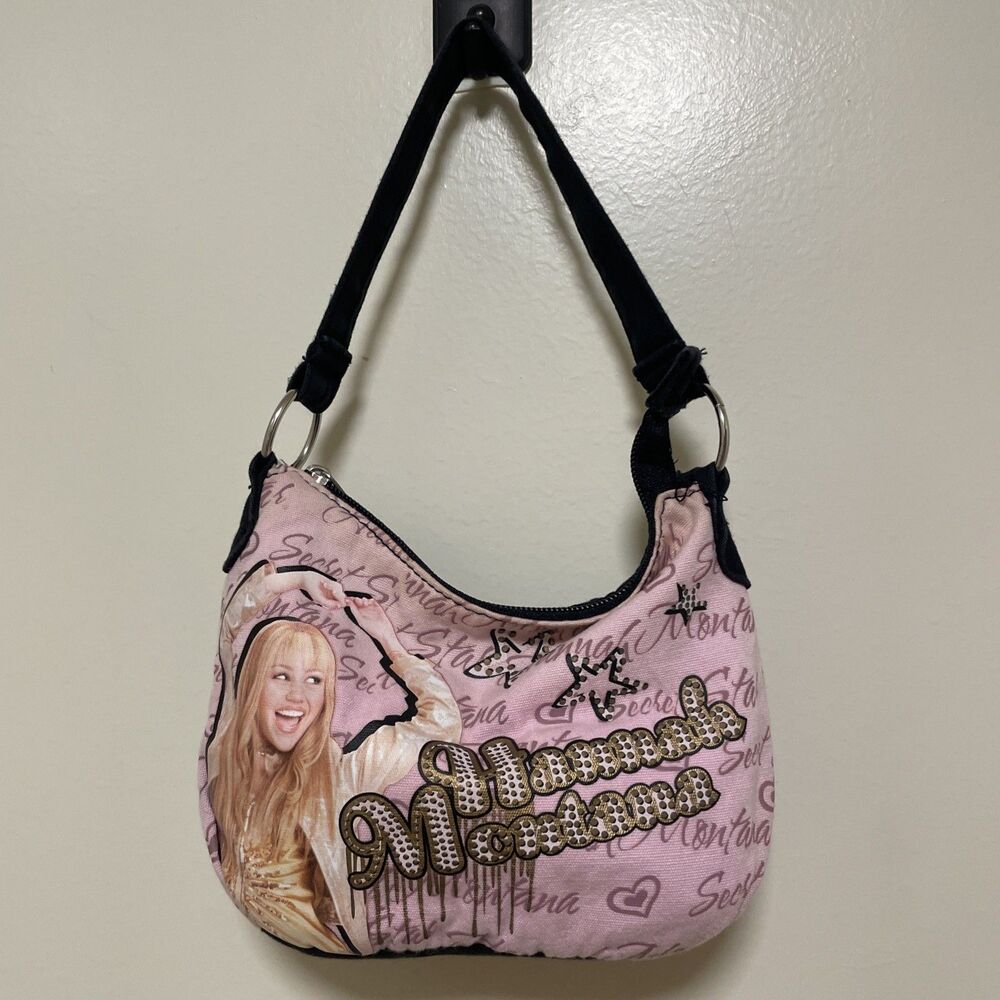 VINTAGE HANNAH MONTANA Mini PURSE Y2K Pink Black Disney